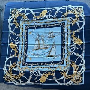 J. McLaughlin Navy and Light Blue Nautical Silk Scarf